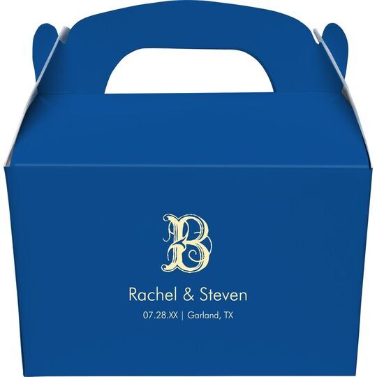 Pick Your Single Initial with Text Gable Favor Boxes